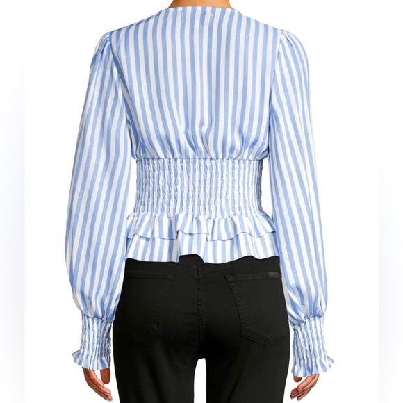 NEW Saks Fifth Avenue Smocked with ruffle trim Top - Picture 2 of 2